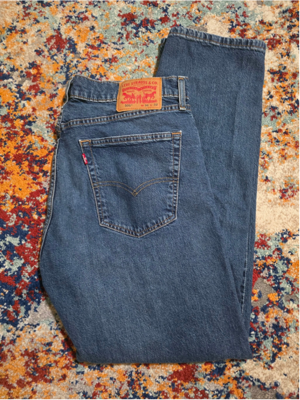 Levi's 505 Regular Fit Straight Leg Men's Jeans Blue Denim Medium Wash 36x32